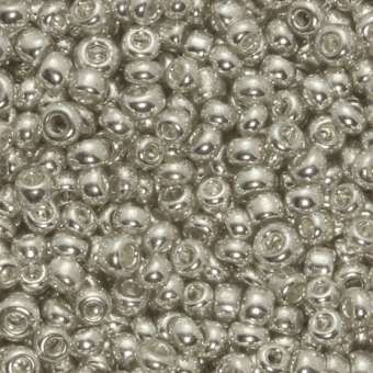 Rocailles, 50g, rund, 4mm, silber metallic silber metallic