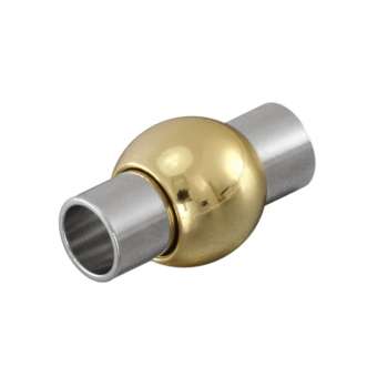 Magnetverschluss, 18X9mm, Loch-Ø 4mm, Metall, silber-goldfarben 
