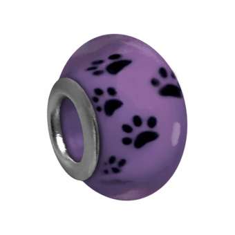 Großloch-Perle mit Hunde-Tatzen-Design, 14mm, violett violett