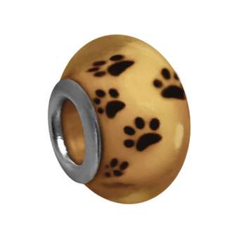 Großloch-Perle mit Hunde-Tatzen-Design, 14mm, beige beige
