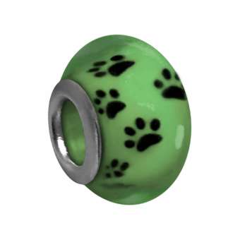 Großloch-Perle mit Hunde-Tatzen-Design, 14mm, hellgrün hellgrün