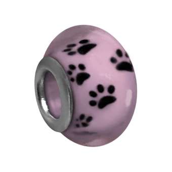Großloch-Perle mit Hunde-Tatzen-Design, 14mm, hellrosa rosa