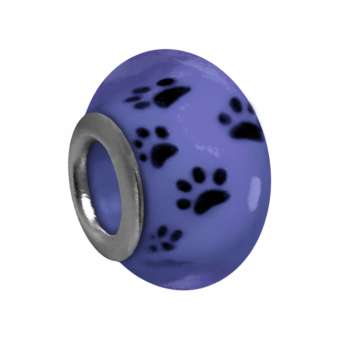 Großloch-Perle mit Hunde-Tatzen-Design, 14mm, blau blau