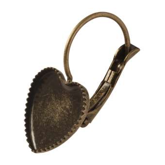 Ohrhaken für Ø 12 mm große Cabochons Herzen, bronzefarben bronze