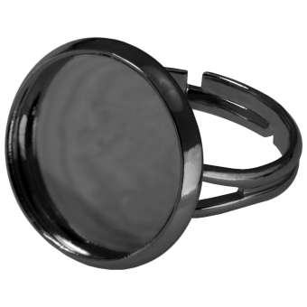 Ring für Ø 18 mm große Cabochons, schwarz silberfarben schwarz silber