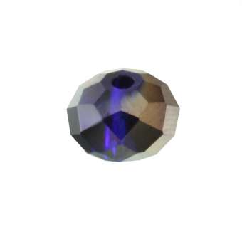 Glasschliffperle, briolette, 8X6mm, royalblau (schwarz-silber) royalblau (schwarz-silber)