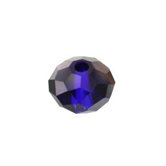 Glasschliffperle, briolette, 6X4mm, royalblau (schwarz-silber) royalblau (schwarz-silber)