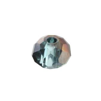Glasschliffperle, briolette, 6X4mm, mint-türkis (schwarz-silber) mint-türkis (schwarz-silber)
