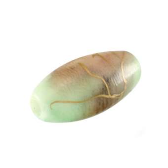 Perle in Wachsoptik, 12X6mm, oval, schilfgrün (bunt) schilfgrün