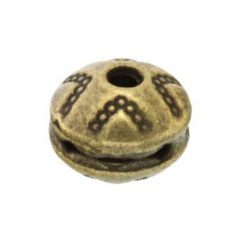 Metallperle mit Ornament, 8X10mm, oval, bronzefarben bronzefarben