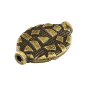 Metallperle mit Ornament, 15X10mm, oval, bronzefarben bronzefarben