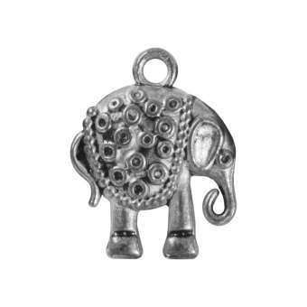 Metallanhänger "Elefant", 14mm, Metall, silberfarben 