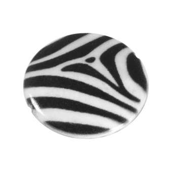 Perlmuttscheibe mit Zebramuster, 20 mm, weiß Zebra, weiß