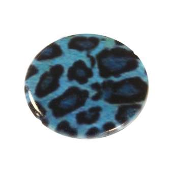 Perlmuttscheibe mit Leopardenmuster, 20 mm, blau Leopard, blau