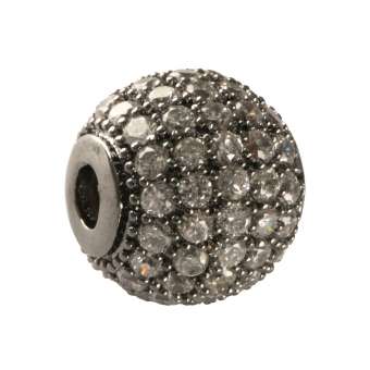 Juwelierperle, 10mm, rund, transparent/ antik-silberfarben 10mm antik-silberfarben