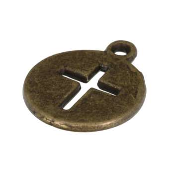 Metallanhänger (Kreuz), 17X14mm, bronzefarben bronzefarben