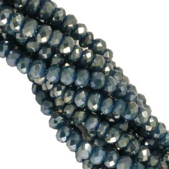 Perlenstrang (195 Perlen), briolette, 3X2mm, türkis opal silber türkis opal dunkelsilber