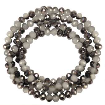 Perlenstrang (145 Perlen), briolette, 4X3mm, naturweiß dunkelsilber 