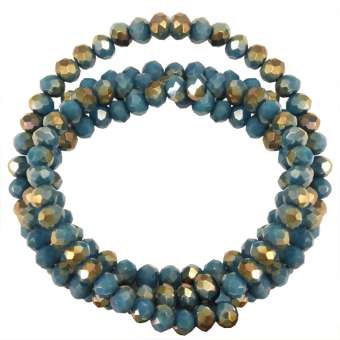 Perlenstrang (145 Perlen), briolette, 4X3mm, türkis opal dunkelsilber 