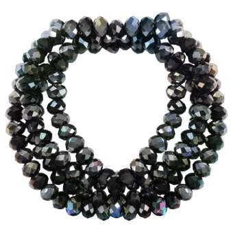 Perlenstrang (145 Perlen), briolette, 3X2mm, schwarz silber 