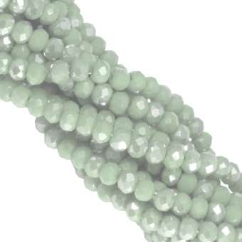 Perlenstrang (195 Perlen), briolette, 3X2mm, lindgrün Opal lindrün