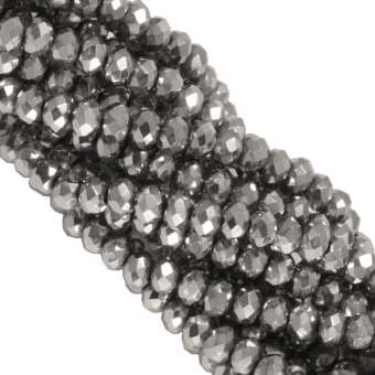 Perlenstrang (145 Perlen), briolette, 4X3mm, silberfarben 
