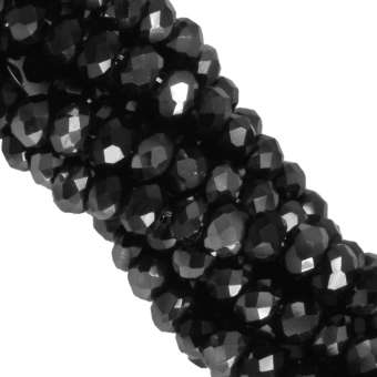 Perlenstrang (145 Perlen), briolette, 3X2mm, schwarz 