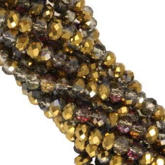 Perlenstrang (145 Perlen), briolette, 4X3mm, transparent-goldfarben 
