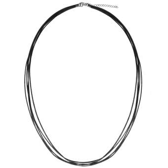 Halskette aus Leder, 60cm, schwarz (Sterling Silber) schwarz (Sterling Silber)