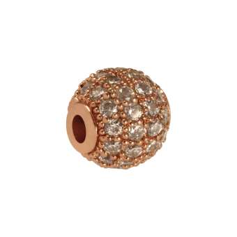 Kleine Juwelierperle, 6mm, rund, transparent/ roségoldfarben 6mm roségoldfarben