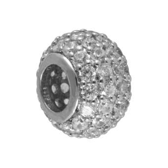 Juwelier Großloch-Perle, 10X6mm, transparent-silberfarben 10mm Großlochperle silberfarben
