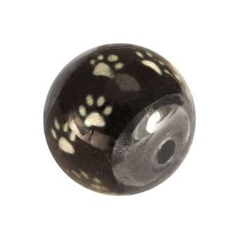 Perle mit Hundepfotendesign, 12mm, schwarz 