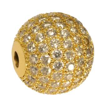 Juwelierperle, 12mm, rund, transparent/ goldfarben 12mm goldfarben