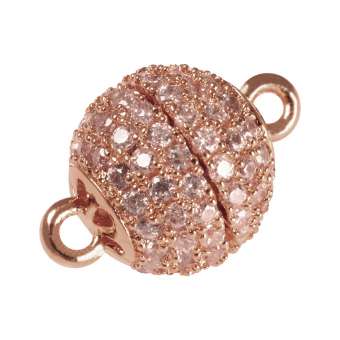 Juwelier Kugelverschluss mit Strass, 10mm, Metall, roségoldfarben 10mm roségoldfarben