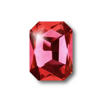 Glas Chaton, 14X10 mm, rechteckig, rot rot